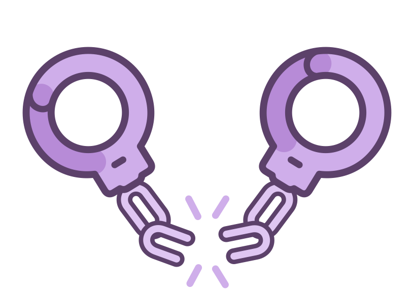 Snapped lavender handcuffs